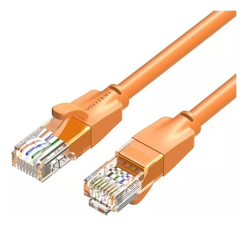 Cable De Red Vention Cat6 Certificado - 2 Metros - Reforzado - Premium Patch Cord - Utp Rj45 Ethernet 1000 Mbps - 250 Mhz - Cobre - Pc - Notebook - Servidores - Camaras Seguridad - Naranja - Ibeoh
