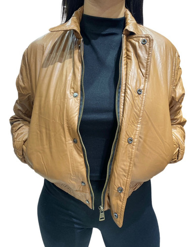 Campera Chaqueta Importada Puffer Mujer Cuero Vegano S A Xl