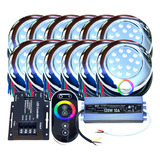 Kit 12 Leds Piscina 15w Rgb + 1 Touch + 1 Fonte Ip68 + Rosca