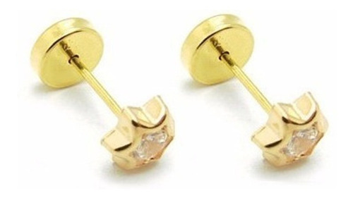 Aros Abridores Oro 18k Ch Mod 182 Estrella C/cubic Liniers