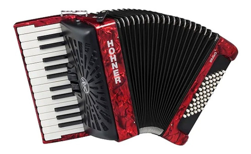 Hohner A16532 Bravo Ii 48 Acordeón Cromático Rojo Con Funda