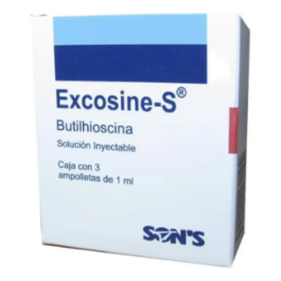Excosine-s Butilhioscina Sol Inyectable 20mg\u002Fml 3 Ampolletas | MercadoLibre