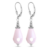 Pendientes Colgantes De Piedra De Cuarzo Rosa Natural Con Fo