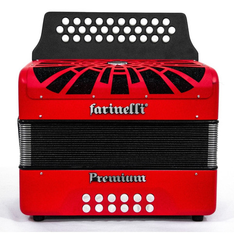 Farinelli 3012frhg Acordeón Botones Premium 5 Voces Fa Rojo