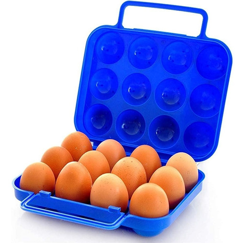 Porta Huevos X 12 Huevera Contenedor Tapa Plastica Cocina 