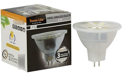 10 Focos Led Tecno Lite Mr16 3w Luz Blanca Mr16-smdled/3w/65