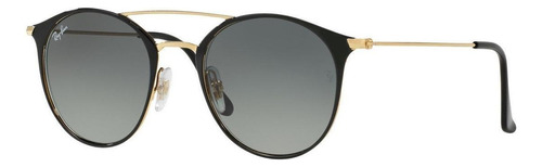 Anteojos De Sol Ray-ban Rb3546 Small Con Marco De Acero Color Matte Black, Lente Grey De Cristal Degradada, Varilla Gold De Acero