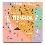 Imán Para Nevera, Diseño De Mapa De Nevada Las Vegas