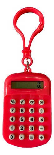 Mini Calculadora Com Mosquetão Cor Rosa