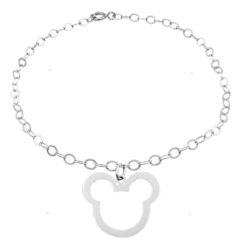 Pulsera Silueta Mickey Mouse Chica Plata 925 Envio Gratis