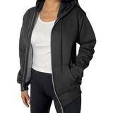 Campera Friza Premium Mujer Abrigada Lisa Con Capucha 