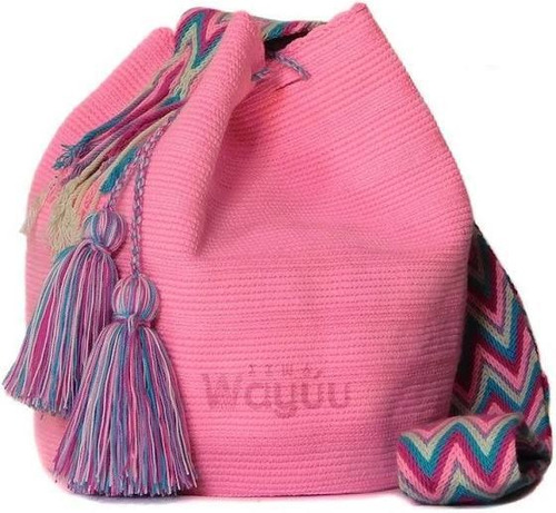 Mochilas Wayuu Decorativo Rosada Grandes Hechas A Mano.