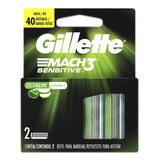 Gillette Mach3 Carga Para Aparelho De Barbear Sens 2 X 1 Und