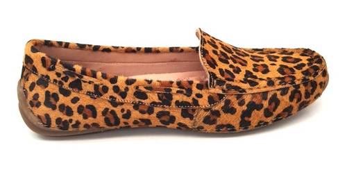 Mocassim Feminino Alta Classe Couro  Animal Print Onça