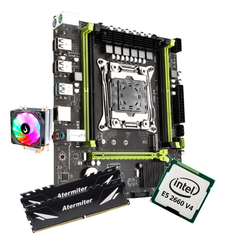 Kit Gamer Placa Mãe X99 Atermiter P4 Xeon E5 2660 V4 64gb 