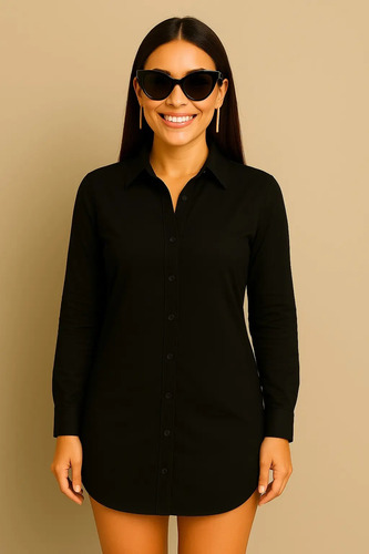 Vestido Camisero Blanco. Camisa Larga, Bluson Para Mujer