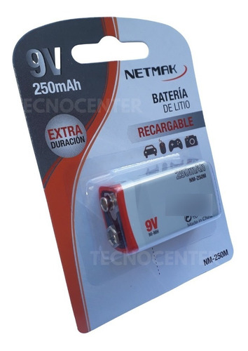 Bateria 9v Recargable 250mah Extra Duración Netmak Nm250m
