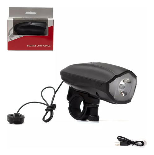 Buzina Com Farol Absolute Recarregável Usb Bike Mtb Sirene