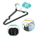 Kit 20 Cabides De Metal Emborrachado Roupas Antideslizante