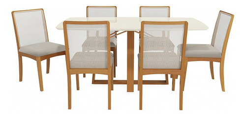 Conjunto De Mesa Maciça Elma Com 6 Cadeiras Lola Kappesberg