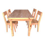 Combo Comedor Mesa 120x80 + 4 Sillas Vintage Madera Pino