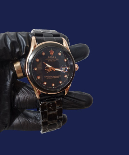 Reloj Rolex Negro Con Azul Clon