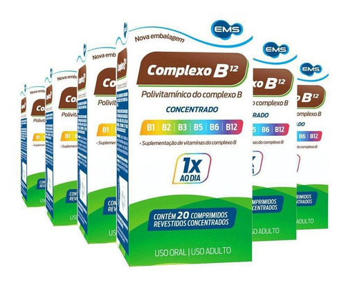 Kit 6 Complexo B Concentrado Com 20 Comprimidos Cada Ems