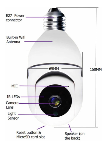 Cámara-foco 360 De Seguridad Wifi Smart Audio Y Micrófono