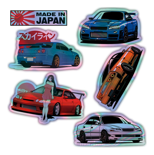 Stickers Autos Jdm Japoneses Nissan Skyline R34 Holografico