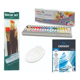 Conjunto Aquarela 18 Cores Pentel + Pincel + Godê + Bloco  