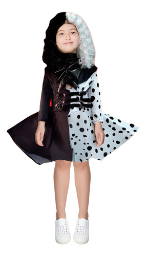 Disfraz Inspirado Cruella Niñas Halloween Accesorio Dia De Muertos Personaje Terror Fiesta Noviembre