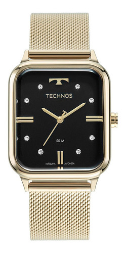 Relógio Feminino Dourado Technos Quadrado Style 2039cq/1p