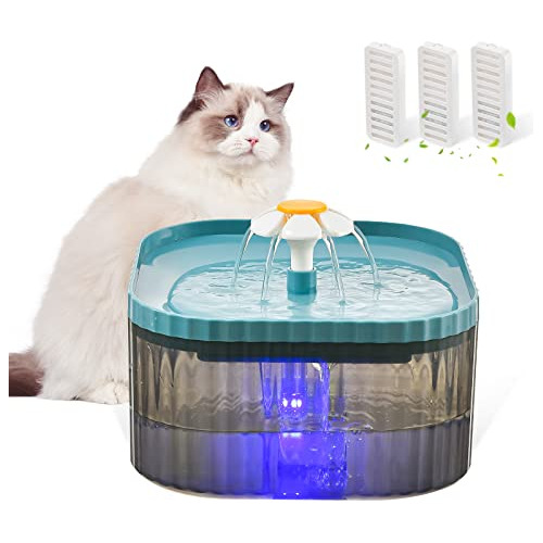 Jeeramia Fuente De Agua Para Gatos De 2,5 L Con Luz Led, Dis