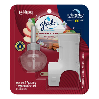 Aromatizante Glade Eléctrico Manzana y Canela 1 Aparato y 1 Repuesto de 21 ml | MercadoLibre