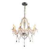 Lustre Cristal Candelabro 8 Braços + 8 Lampadas Brinde Top