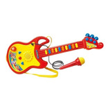 Guitarrinha Infantil Com Microfone Bebê 3 Modos Som Luz Voz