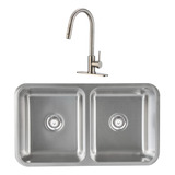 Meer Kit Mezcladora Cocina Tarja Doble Acero Inox. Satinado