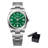 Rolex Verde Oyster Perpetual 36mm Safira Base Eta Sem Caixa