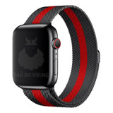 Pulseira Aço Milanês Milanese P/ Apple Watch 42mm 38mm 44mm Cor Preto Vermelho Largura 42 Mm