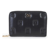 Cartera Para Mujer Cloe Con Cierre Monograma Bordado Color Negro