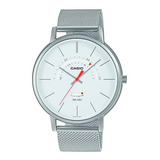 Reloj Casio Mtp-b105m-7avdf Hombre 100% Original Color De La Correa Plata Color Del Bisel Blanco Color Del Fondo Blanco