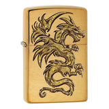 Encendedor Zippo Color Dorado Diseño Dragon Alado