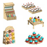 Kit Candy Bar 6 Piezas Para Mesa De Dulces, Mdf  Rge22