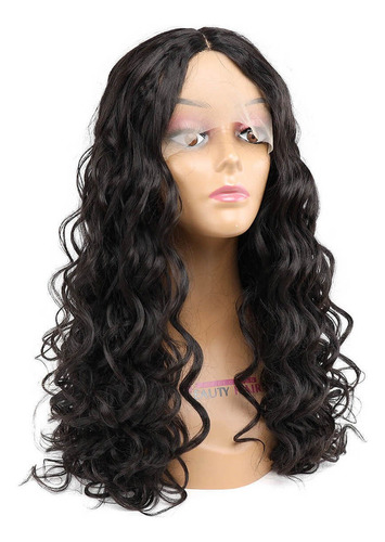 Peluca Encaje Frontal Cabello Humano Fibra Similar 60cm 260g