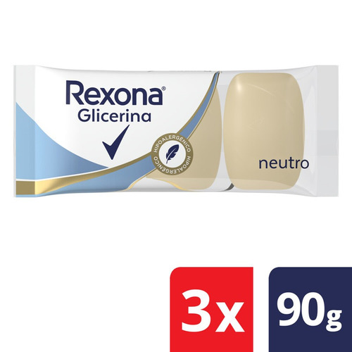 Jabon De Glicerina Rexona Neutro Hipoalergenico 3 X 90 Gr