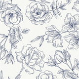 Papel De Parede Adesivo Floral Azul Marinho E Branco - 15m