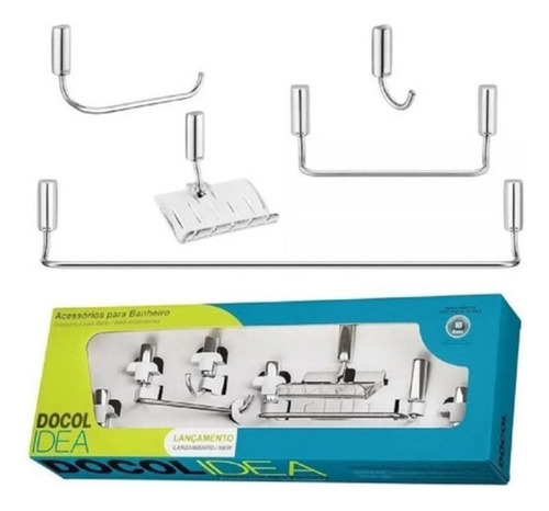 Kit Suportes Para Banheiro Inox Cromada  Luxo 5 Peças