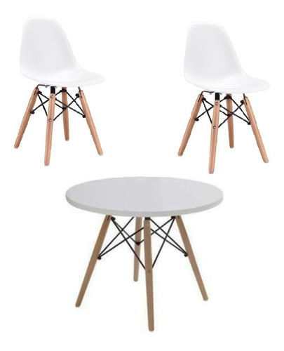 Combo Mesa Eames Kids + 2 Silla Niños Infantil- Alto Impacto