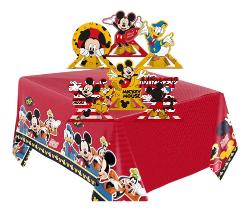 Kit Festa Mickey Mouse - Toalha De Mesa E Decoração De Mesa