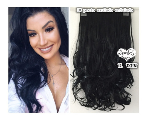 Cabelo Repicado 140gramas Tic Tac Cor 1# Preto 60cm Fibra Or